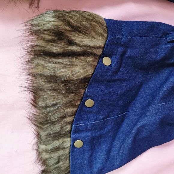 Vintage Y2K Denim Leg Warmers with Faux Fur Trim Rare Harajuku Kawaii Streetwear - Picture 12 of 12